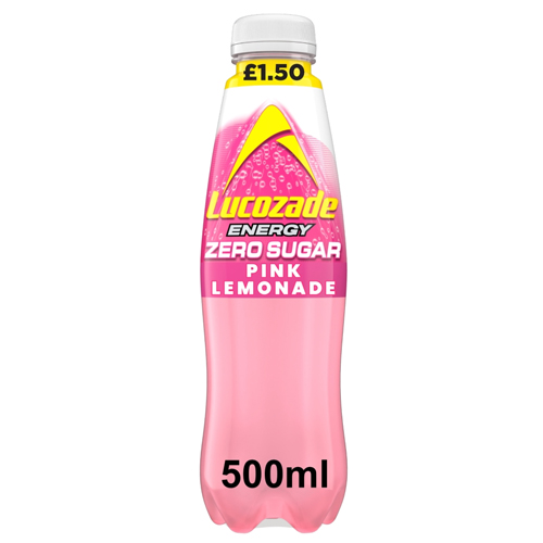 LUCOZADE ENERGY ZERO PINK LEMONADE PMP £1.50 500ML