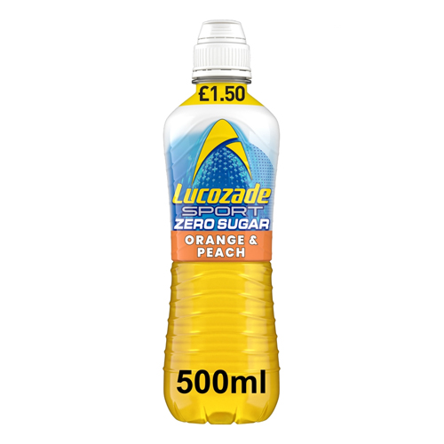 LUCOZADE SPORT ZERO ORANGE & PEACH PMP £1.50 500ML