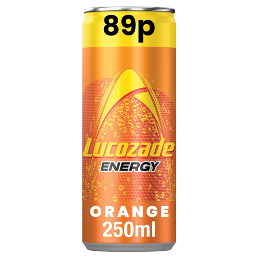 LUCOZADE ENERGY ORANGE CAN PMP 89P 250ML