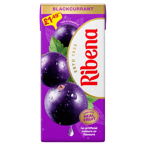 RIBENA BLACKCURRANT JUICE DRINK CARTON PMP £1.49 1L