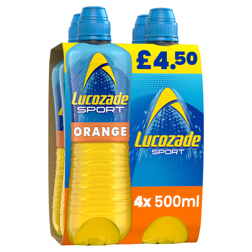 LUCOZADE SPORT ORANGE PMP £4.50 4PK 500ML