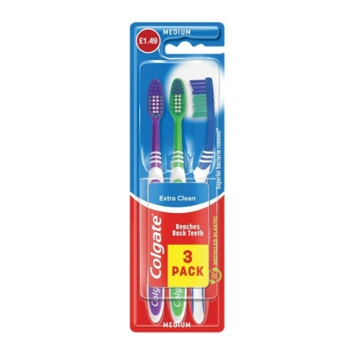 COLGATE EXTRA CLEAN TOOTHBRUSH TRIPLE PACK PMP £1.49 1S