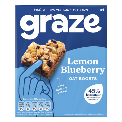 GRAZE LEMON & BLUEBERRY OAT BOOSTS 4X30G