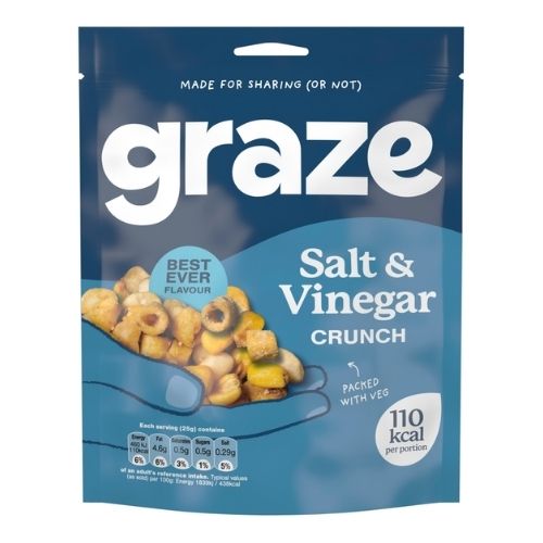 GRAZE SALT & VINEGAR CRUNCH SHARE BAG 100G