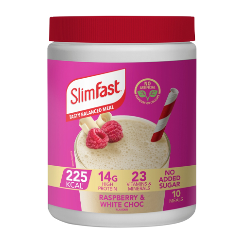 SLIMFAST RASPBERRY & WHITE CHOCOLATE POWDER TUB 365G