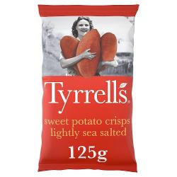 TYRRELLS SEA SALTED SWEET POTATO SHARING CRISPS 125G