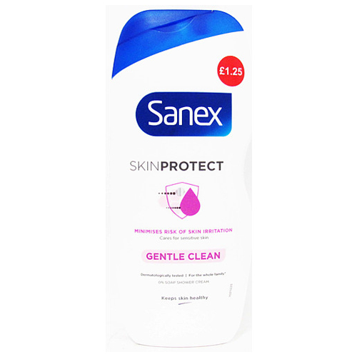 SANEX SHOWER GEL SKIN PROTECT GENTLE CLEANSE PMP £1.25 200ML