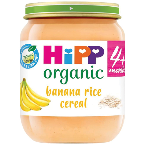 HIPP ORGANIC BANANA RICE CEREAL BABY FOOD JAR 4+ MONTHS PMP 95P 125G