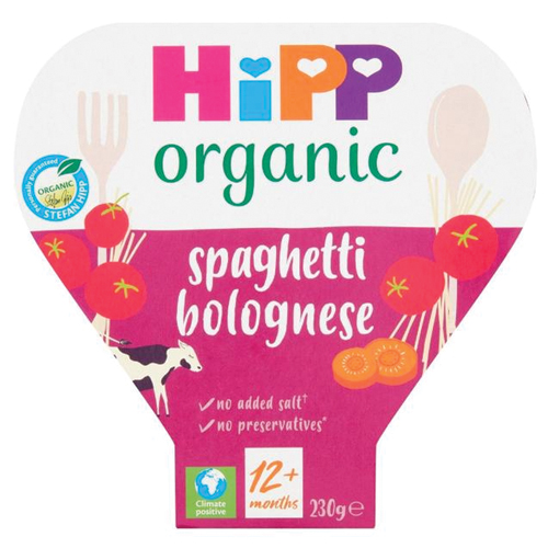 HIPP ORGANIC SPAGHETTI BOLOGNESE TODDLER TRAY MEAL 1-3 YEARS PMP £2.10 230G