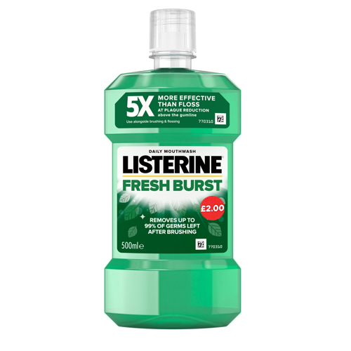 LISTERINE MOUTHWASH FRESH BURST PMP £2.00 250ML