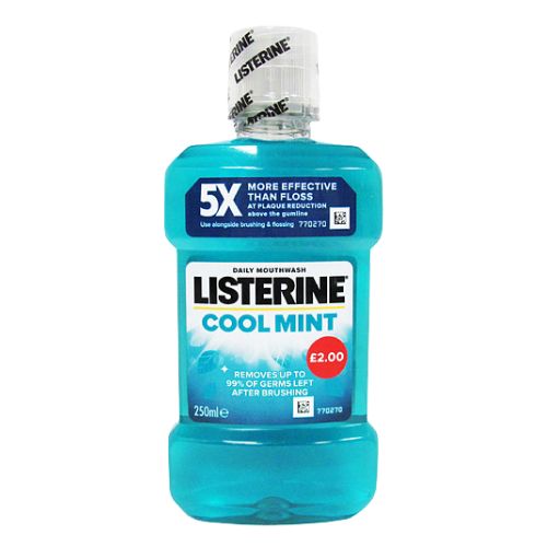 LISTERINE MOUTHWASH COOLMINT PMP £2.00 250ML