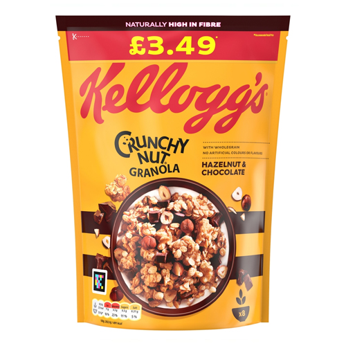 KELLOGG'S CRUNCHY NUT GRANOLA HAZELNUT & CHOCOLATE PMP £3.49 380G