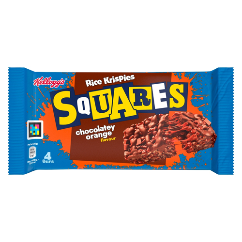 KELLOGG'S RICE KRISPIES SQUARES CHOCOLATEY ORANGE BARS 4PK 36G