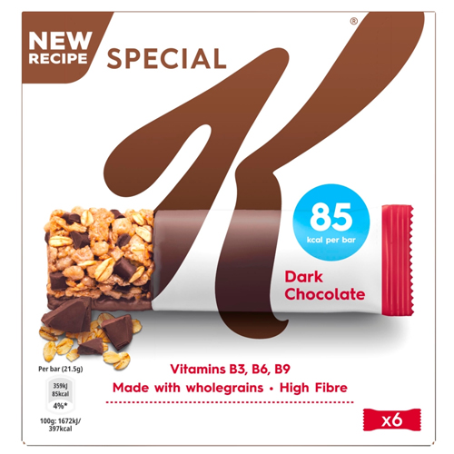 KELLOGG'S SPECIAL K DARK CHOCOLATE BARS 6X21.5G
