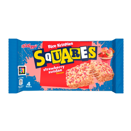 KELLOGG'S RICE KRISPIES SQUARES STRAWBERRY SUNDAE CEREAL BAR 4X29G