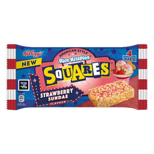 KELLOGG'S RICE KRSPIES SQUARES STRAWBERRY SUNDAE CEREAL BAR 8X28G