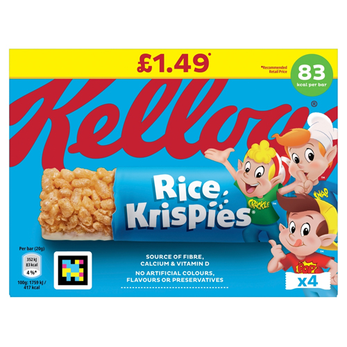 KELLOGG'S RICE KRISPIES CEREAL & BARS PMP £1.49 4PK 20G