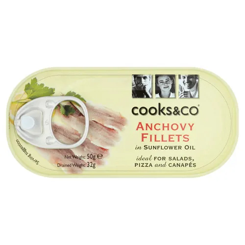COOKS & CO ANCHOVY FILLETS IN OIL 10X50G