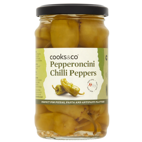 COOKS & CO GREEN PEPPERONCINI PEPPERS 280G