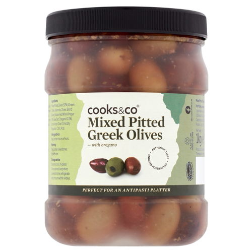 COOKS & CO GREEK OLIVES MIX WITH OREGANO 1KG