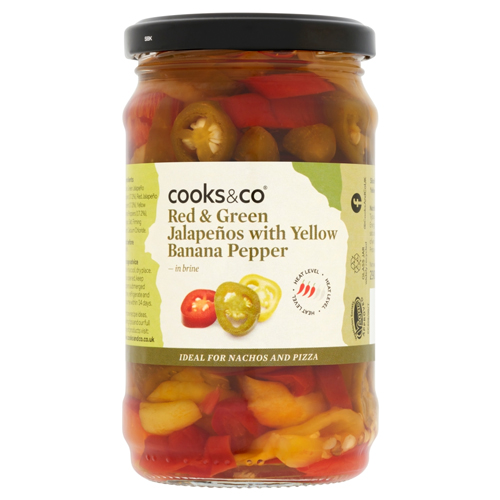 COOKS & CO RED & GREEN JALAPENOS YELLOW BANANA PEPPER 290G