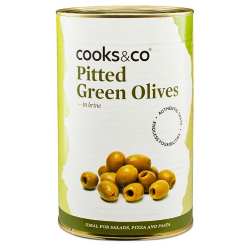 COOKS & CO PITTED GREEN OLIVES 4.1KG
