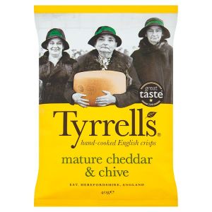 TYRRELLS MATURE CHEDDAR & CHIVE CRISPS 24X 40G