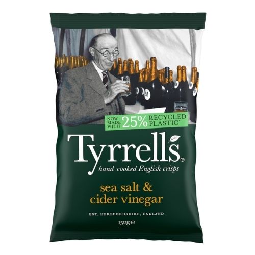 TYRRELLS SEA SALT & CIDER VINEGAR SHARING CRISPS 150G