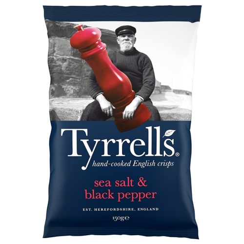 TYRRELLS SEA SALT & BLACK PEPPER SHARING CRISPS 150G
