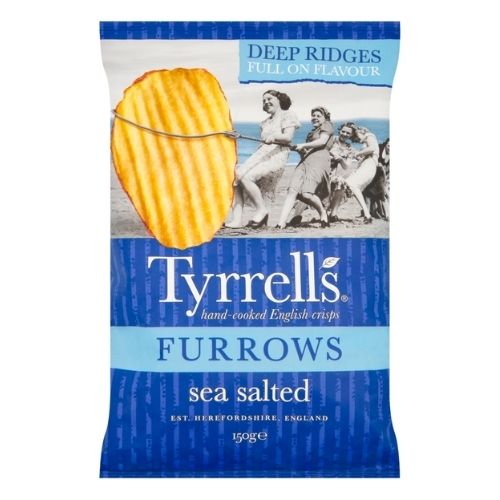 TYRRELLS FURROWS SEA SALTED SHARING CRISPS 150G