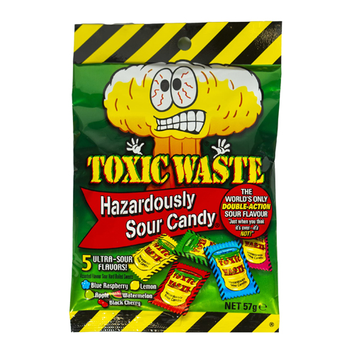 TOXIC WASTE HAZARDOUSLY SOUR CANDY 57G