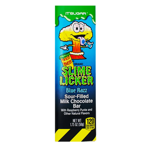 TOXIC WASTE SLIME LICKER BLUE RASPBERRY CHOCOLATE BAR 50G