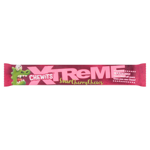 CHEW XTREME SOUR CHERRY CHEWS STICKS PACK 34G