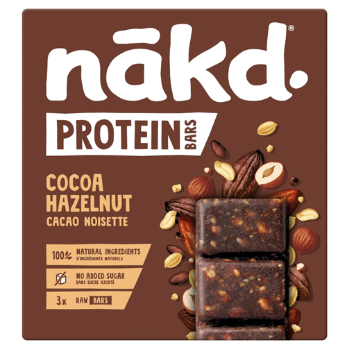 NAKD COCOA HAZELNUT PROTEIN BARS 135G