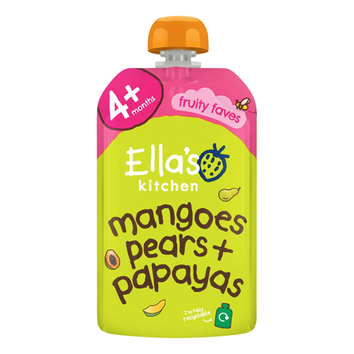 ELLA'S KITCHEN ORGANIC MANGOES, PEARS AND PAPAYA BABY POUCH 4+ MONTHS 120G