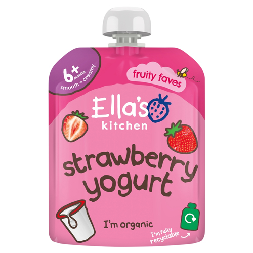 ELLA'S KITCHEN ORGANIC STRAWBERRY GREEK STYLE YOGHURT BABY POUCH 6+ MONTHS 90G