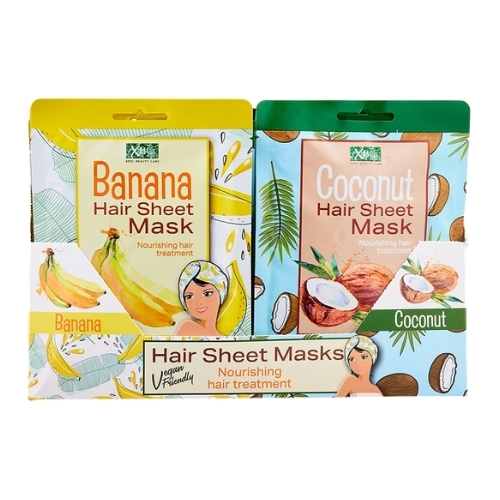 XHC HAIR MASK SHEETS MIXED CASE 12 X BANANA & 12 X COCONUT