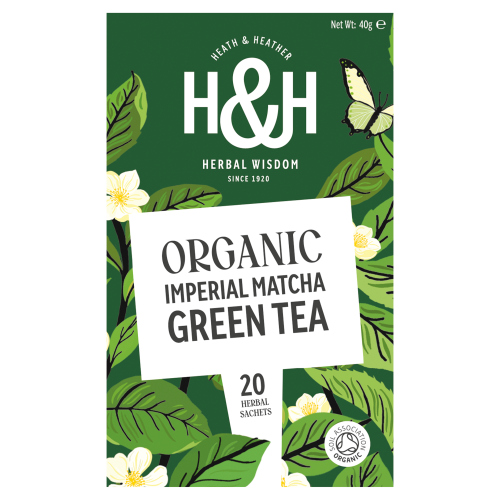 HEATH & HEATHER ORGANIC IMPERIAL MATCHA GREEN TEA 20S HERBAL SACHETS 40G