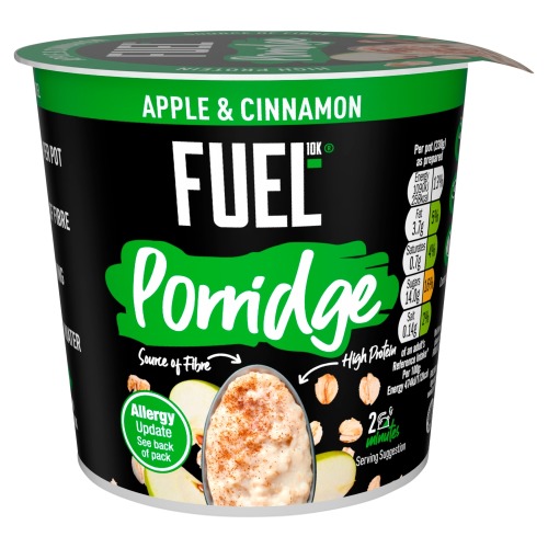 FUEL10K HIGH PROTEIN APPLE & CINNAMON PORRIDGE OAT CEREAL POT 70G