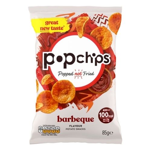 POPCHIPS BARBEQUE FLAVOUR POTATO SNACKS 85G