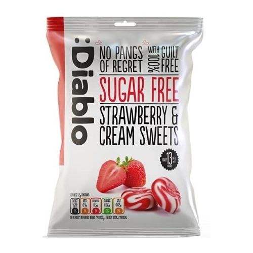 DIABLO SUGAR FREE STRAWBERRY & CREAM SWEETS 75G