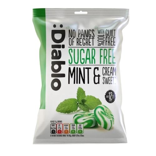 DIABLO SUGAR FREE MINT & CREAM SWEETS 75G