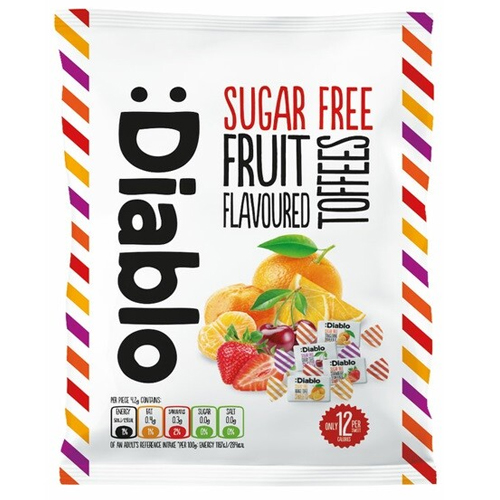 DIABLO SUGAR FREE FRUIT FLAVOURED TOFFEE SWEETS 75G