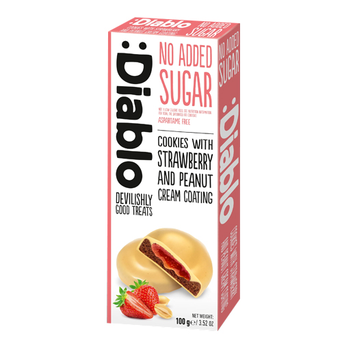 DIABLO STRAWBERRY & PEANUT CREAM COATING COOKIES 100G