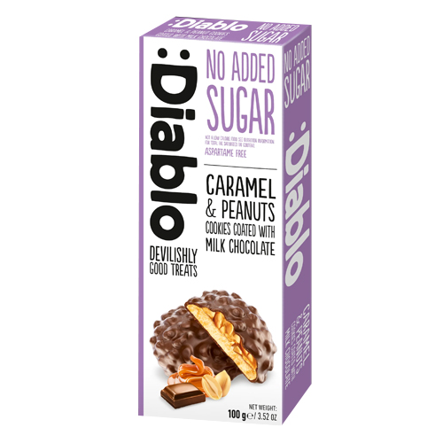 DIABLO CARAMEL & PEANUT COOKIES COATED WITH MILK CHOCOLATE 100G