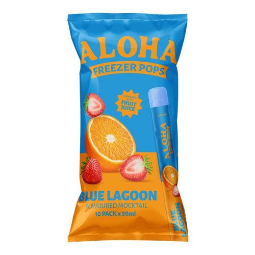 ALOHA FRUIT MOCKTAIL BLUE LAGOON FREEZE POPS 10PK 50ML