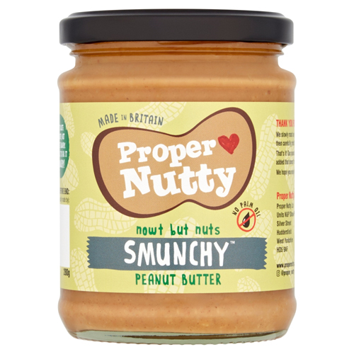 PROPER NUTTY NOWT BUT NUTS SMUNCHY PEANUT BUTTER JAR 280G