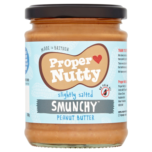 PROPER NUTTY SLIGHTLY SALTED SMUNCHY PEANUT BUTTER JAR 280G