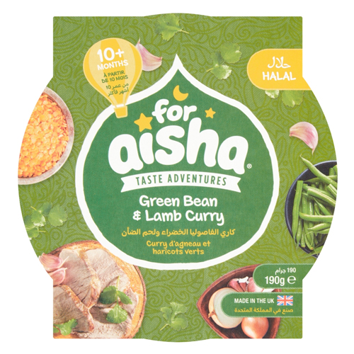 FOR AISHA GREEN BEAN & LAMB CURRY 10+ MONTHS STAGE 3 190G