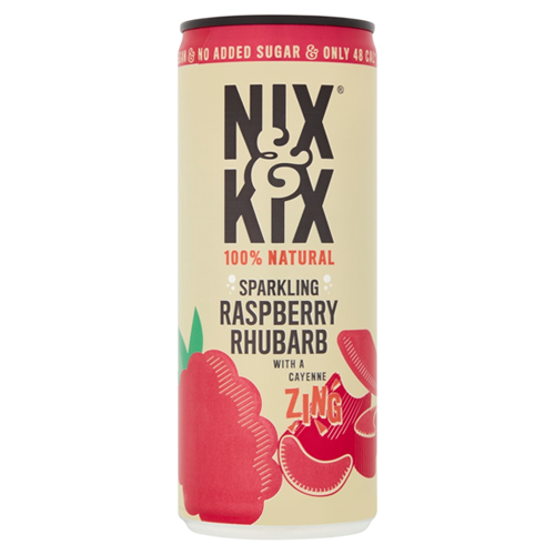 NIX & KIX SPARKLING RASPBERRY RHUBARB 24X 250ML